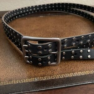 Vintage Black Studded Double-Strap Leather Belt